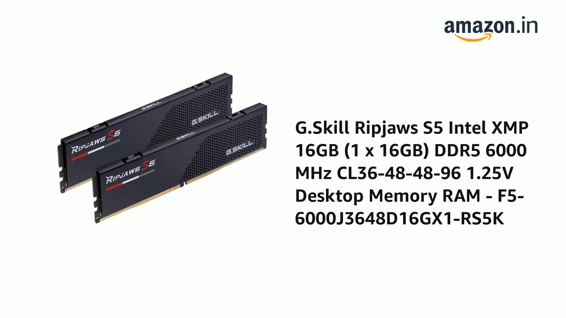 Amazon.in: Buy G.Skill Ripjaws S5 Intel XMP 16GB (1 x 16GB) DDR5